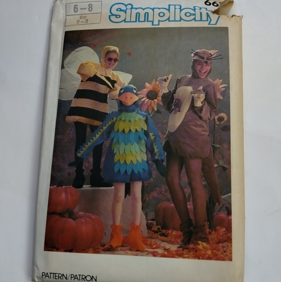 Simplicity Sewing Pattern 6671 Kids Kangaroo Bird Bumble Bee Costume Size 6-8 - Picture 1 of 2